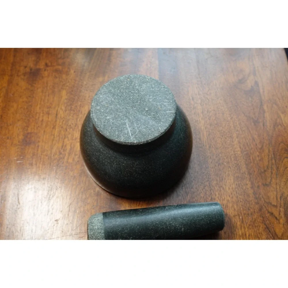 solid stone large‎ mortar and pestle set- kitchen herb crusher and spice grinder